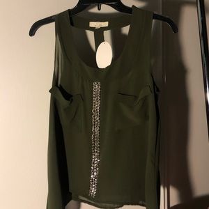 Navy green, woman’s top